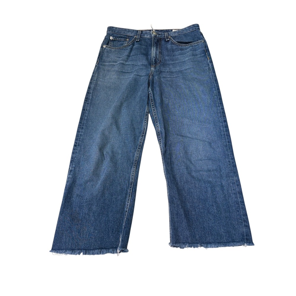 Rag & Bone Ruth Super High-Rise Straight Jeans Baywater Blue Raw Hem 29X22